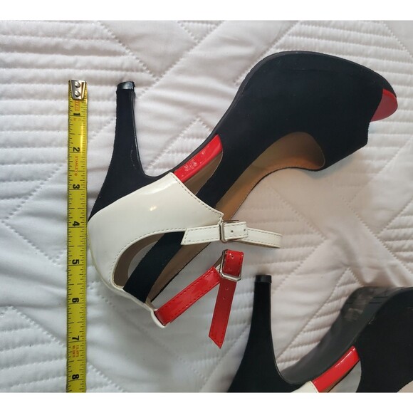 Get More Beauty Peep Toe High Heel Sandals Size 9 EU Size 40 Red White And Black - Picture 11 of 13